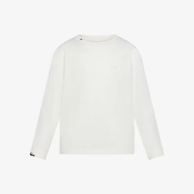 T-shirt girocollo in cotone effetto vintage bianco panna