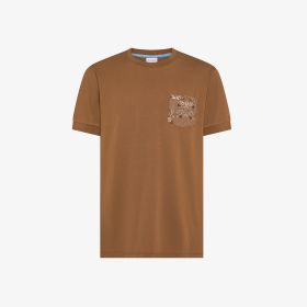 T-shirt con taschino in cotone marrone volpe