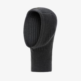 Dark grey ribbed wool blend balaclava