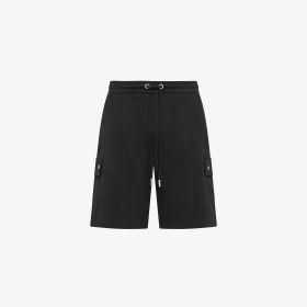 Black cotton fleece cargo shorts
