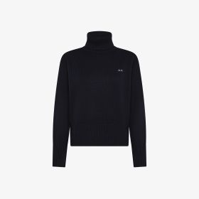 Navy blue wool turtleneck jumper