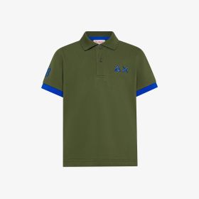 Polo con maxi logo in cotone verde scuro