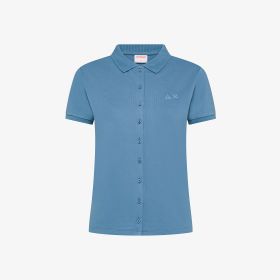 Camicia in piquet di cotone blu avio