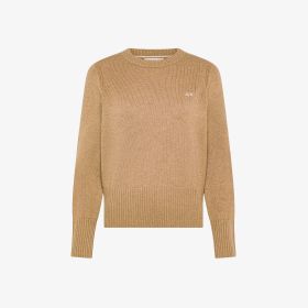 Maglia girocollo in lana e cashmere cammello