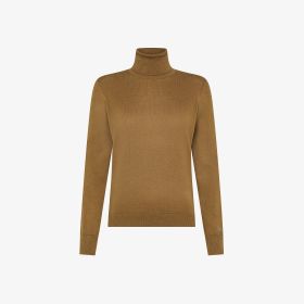 Maglia dolcevita in filato di misto lana marrone deserto