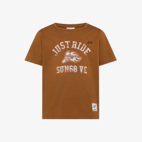T-shirt in cotone con stampa marrone cacao