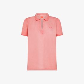 Polo con trattamento vintage in piquet rosa fenicottero