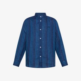 Navy blue/dark avio blue striped linen shirt