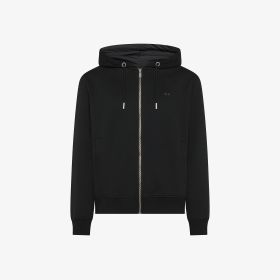 Black cotton fleece zip hoodie
