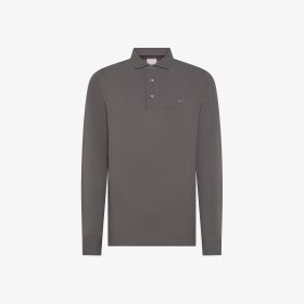 Polo a maniche lunghe in cotone nero inchiostro