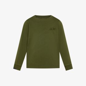 T-shirt girocollo in cotone effetto vintage verde militare