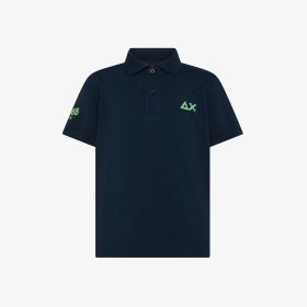 Navy blue cotton jersey polo shirt