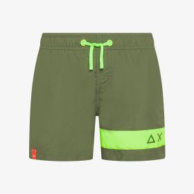 Military green nylon beach shorts