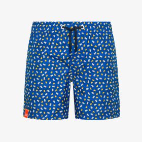 Royal blue printed nylon beach shorts