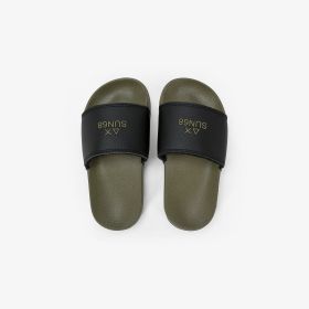 Ciabatte in PU verde militare/nero