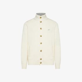 Cardigan in lana e cashmere bianco panna