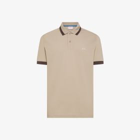Stone grey short-sleeved cotton polo