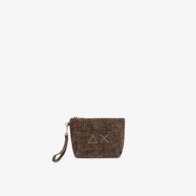 Mini pochette in velluto tortora