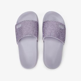 Lilac PU slides with rhinestones