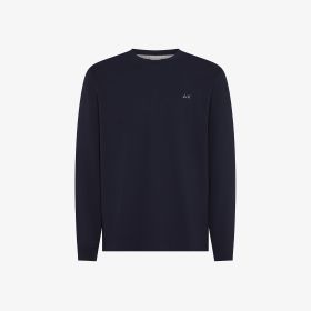 Navy blue stretch cotton piqué t-shirt