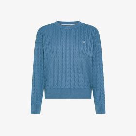 Avio blue cotton cable-knit jumper