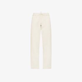Pantaloni in velluto con coulisse bianco panna