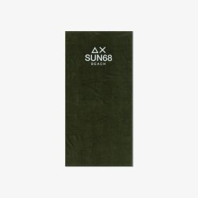 Dark green cotton terry beach towel