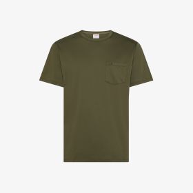 T-shirt in cotone con taschino verde militare scuro