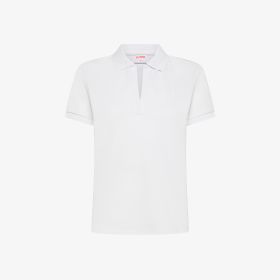 Polo con strass in piquet di cotone bianco