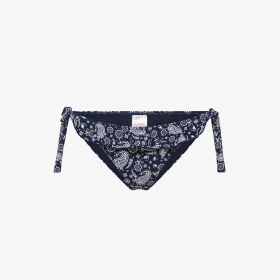 Slip mare con stampa e rouches blu navy/bianco panna