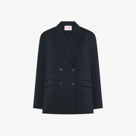 Blazer doppiopetto in piquet di cotone blu navy