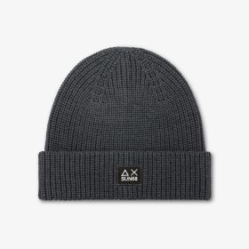 Dark grey ribbed wool blend beanie