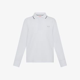 White cotton piqué polo shirt