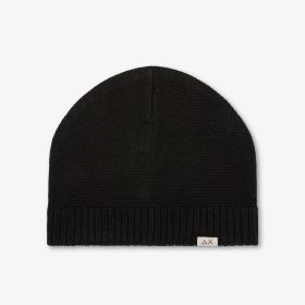 Berretto in maglia di misto lana nero