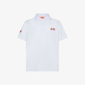 White cotton jersey polo shirt