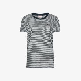 Off white/navy blue striped linen jersey T-shirt