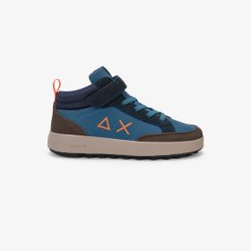 Sneaker Boy's Genius Midi in suede e PU blu avio scuro