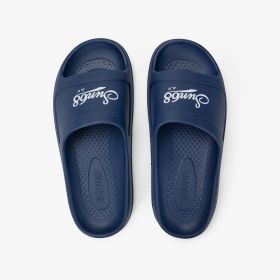 Ciabatte in PU blu navy/bianco