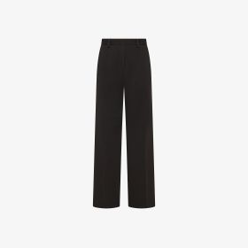 Pantaloni wide leg in piquet di cotone nero