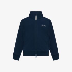 Giacca in soft shell con zip blu navy