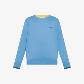 Maglia girocollo in cotone turchese