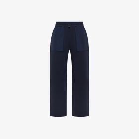 Pantaloni jogging in felpa e nylon navy blue