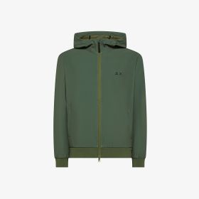 Giacca in soft shell con cappuccio verde scuro