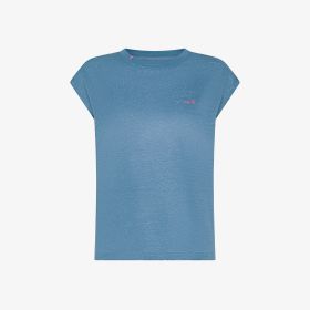 T-shirt in jersey di lino blu avio