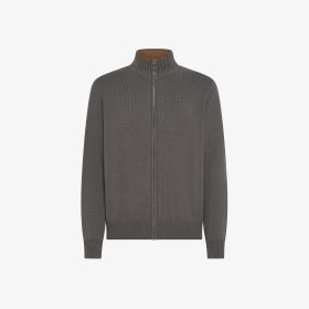 Dark grey cashmere blend zip cardigan