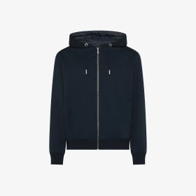 Navy blue cotton fleece zip hoodie
