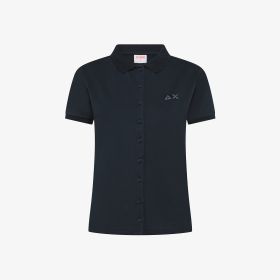 Camicia in piquet di cotone blu navy