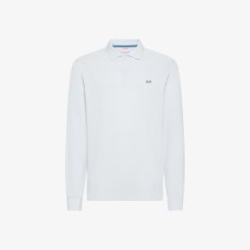 White cotton polo with SUN68 logo