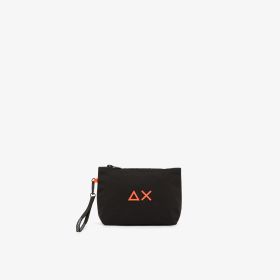 Pochette in nylon con logo nero
