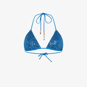 Bikini mare con paillettes azzurro